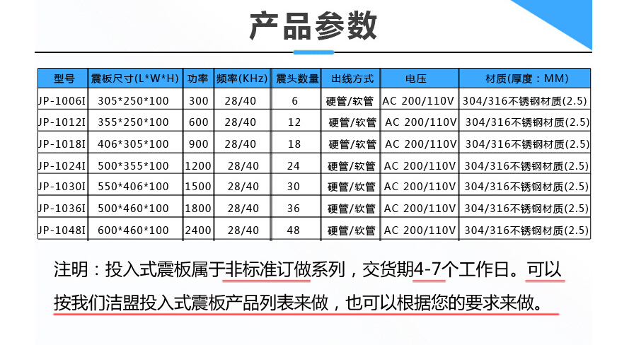 潔盟超聲波振板參數(shù)